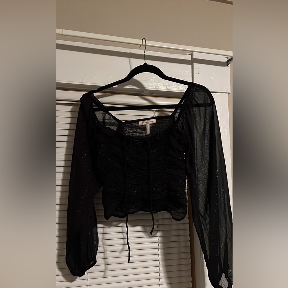 BCBG GENERATION OFF THE SHOULDER BLACK SPARKLES